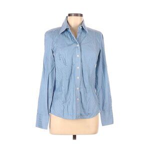 Ann Taylor Womens Blue Button-Down Long Sleeve Fitted Shirt Size 6